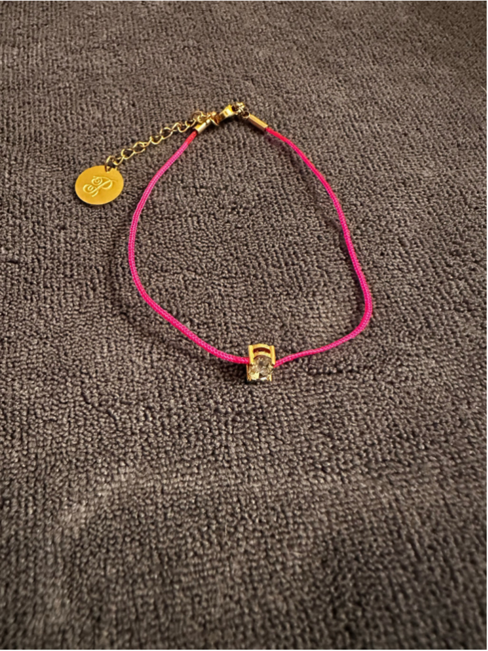 Plunder Pink Cord Bracelet with Gold Charm